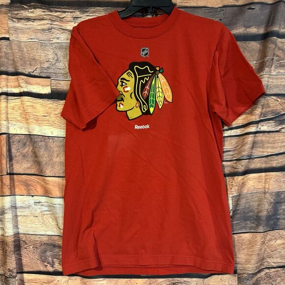 Reebok Chicago Blackhawks NHL M T-Shirt Red Short Sleeve Logo Tee Hockey Fan - Picture 1 of 7
